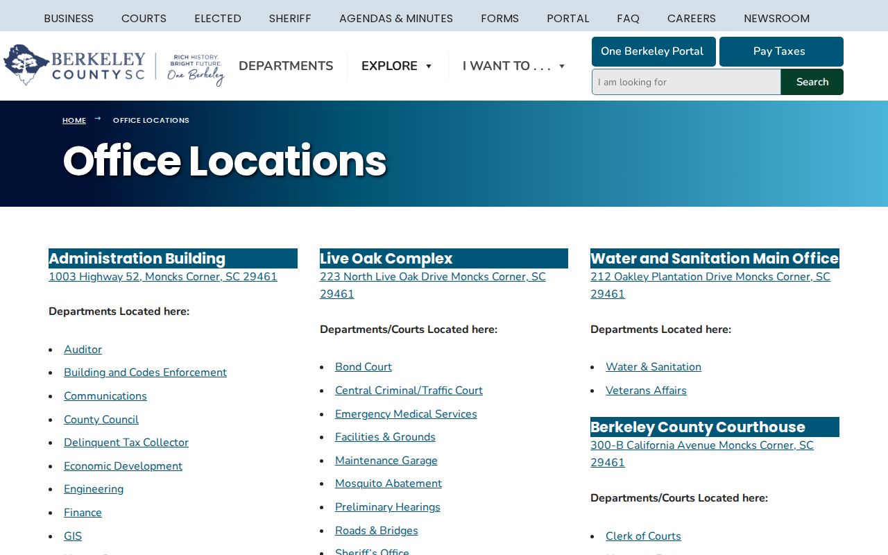 Berkeley County criminal court records office location page
